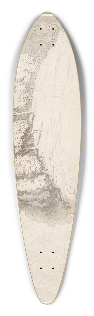 Thomas Rowlandson - Wooded hillside with deer 39.3 inch art pintail longboard deck