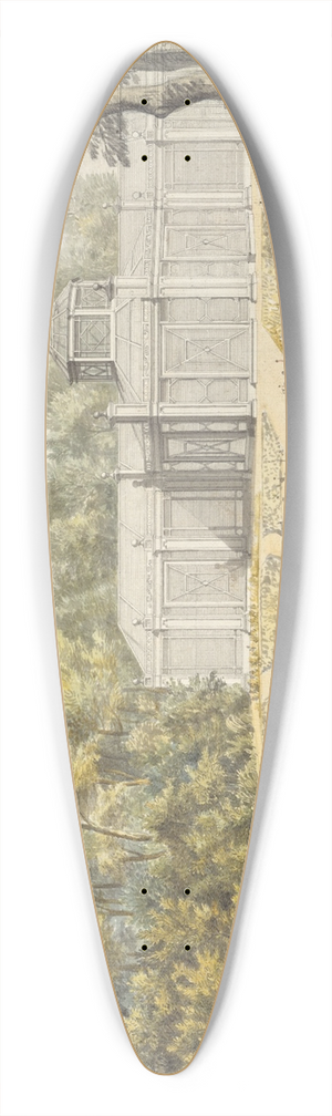 Thomas Sandby - View of the Flower Garden and Aviary at Kew 39.3 inch art pintail longboard deck
