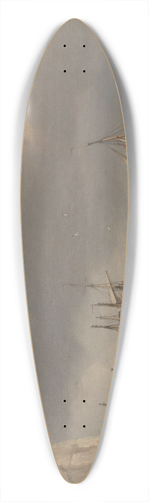Thomas Whitcombe - A Ship Running into Harbour with Other Craft at a Jetty 39.3 inch art pintail longboard deck