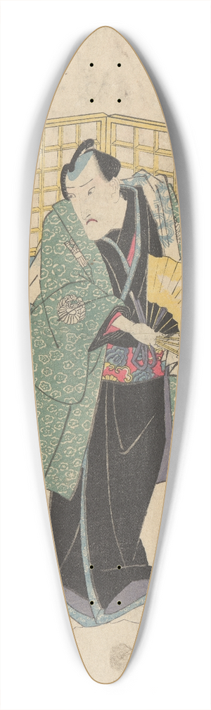 Toyokuni Utagawa - Actor in green robe with yellow fan 39.3 inch art pintail longboard deck
