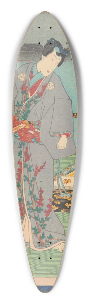 Toyokuni Utagawa - Actor in grey costume with red trim 39.3 inch art pintail longboard deck