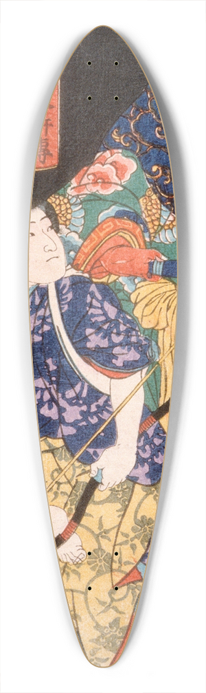 Tsukioka Yoshitoshi - Ake Tamanosuke Seated by the Statue of a Chinese General 39.3 inch art pintail longboard deck