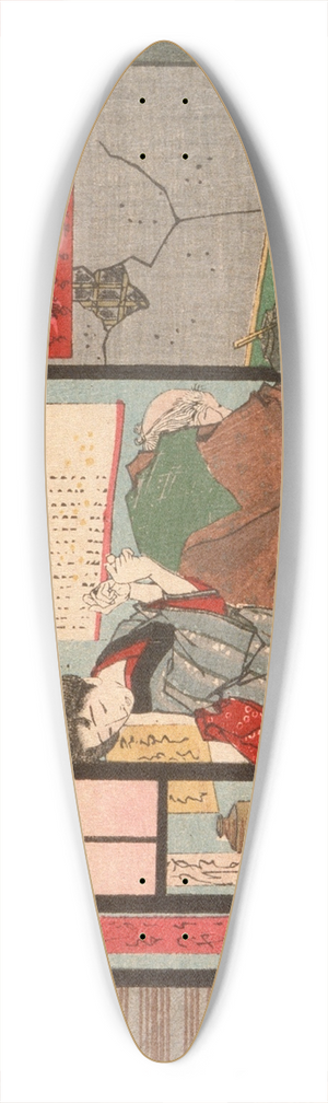 Tsukioka Yoshitoshi - Akinoiro and His Father, Jinbei 39.3 inch art pintail longboard deck