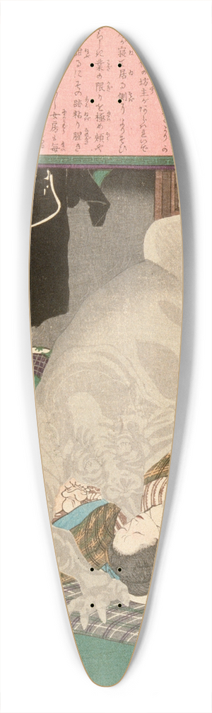 Tsukioka Yoshitoshi - Black Monster Attacking a Carpenters Wife in Kanda 39.3 inch art pintail longboard deck