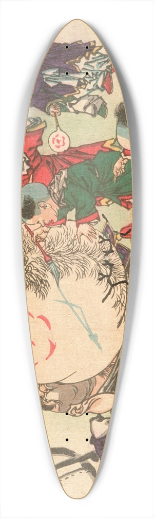 Tsukioka Yoshitoshi - Children Blowing Up Hoteis Belly and Painting It Like Candy 39.3 inch art pintail longboard deck