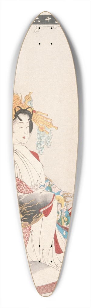 Tsukioka Yoshitoshi - Enlightenment of the Courtesan Jigokuday 39.3 inch art pintail longboard deck