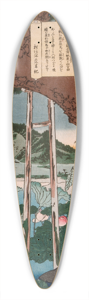 Tsukioka Yoshitoshi - Evening Bell at the Temple Ktokuji 39.3 inch art pintail longboard deck