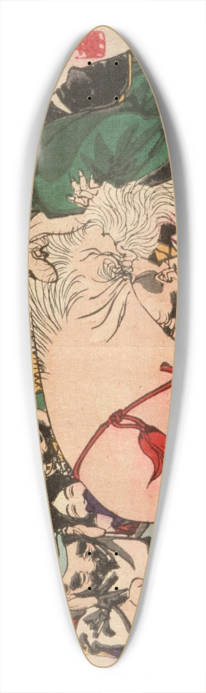 Tsukioka Yoshitoshi - Fukurokuju Writing with His Head 39.3 inch art pintail longboard deck
