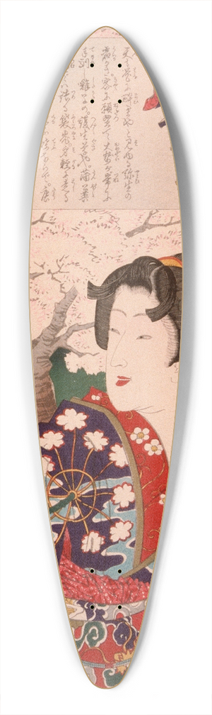 Tsukioka Yoshitoshi - Geisha by Cherry Trees at 3;00 p.m 39.3 inch art pintail longboard deck