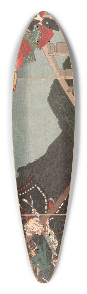 Tsukioka Yoshitoshi - Goj Bridge, an Episode from the Life of Yoshitsune 39.3 inch art pintail longboard deck