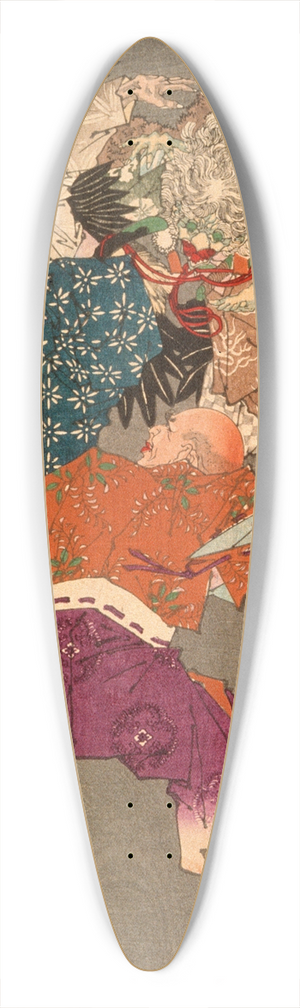 Tsukioka Yoshitoshi - Hj Takatoki, Lord of Sagami, Warding Off Tengu with His Fan 39.3 inch art pintail longboard deck