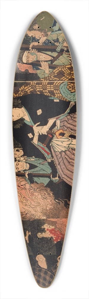 Tsukioka Yoshitoshi - Kogakure no Kiritar Saving Seiriki at tawara 39.3 inch art pintail longboard deck