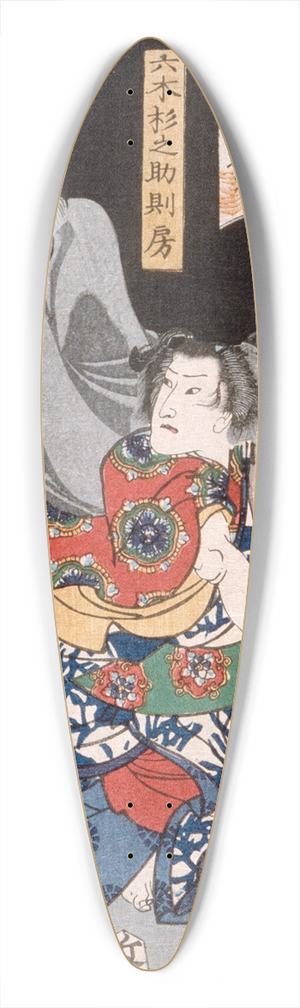 Tsukioka Yoshitoshi - Mutsuki Suginosuke Norifusa with a Ghost 39.3 inch art pintail longboard deck
