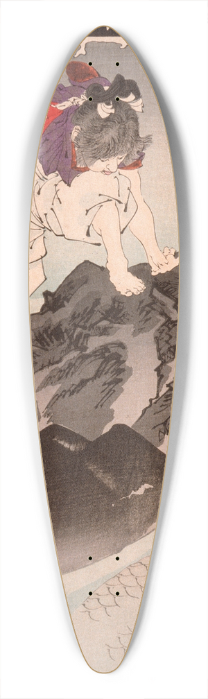 Tsukioka Yoshitoshi - Oniwakamaru Observing the Great Carp in the Pond 39.3 inch art pintail longboard deck