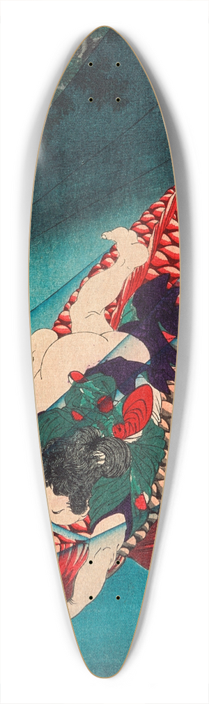 Tsukioka Yoshitoshi - Sait Oniwakamaru on a Carp 39.3 inch art pintail longboard deck