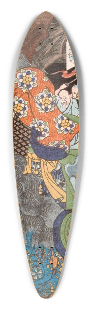 Tsukioka Yoshitoshi - Takagi Toranosuke Tadakatsu Slaying a Demon in a Cave 39.3 inch art pintail longboard deck