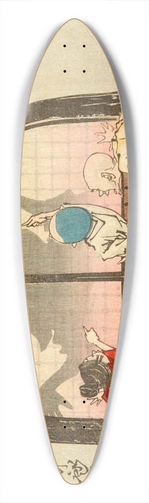Tsukioka Yoshitoshi - The Dancing Pot at the Temple Ninnaji 39.3 inch art pintail longboard deck
