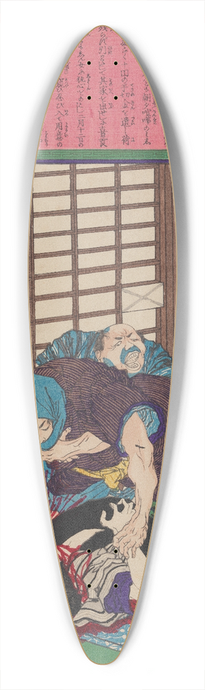 Tsukioka Yoshitoshi - The Murder of Shin, the Teachers Daughter, in Honjo 39.3 inch art pintail longboard deck