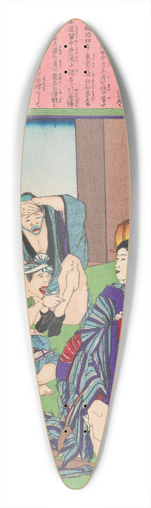 Tsukioka Yoshitoshi - The Prostitute Osai of Shiogama Rescuing a Tokyo Merchant from Gamblers 39.3 inch art pintail longboard deck