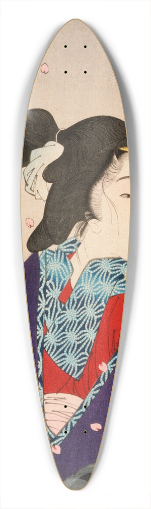 Tsukioka Yoshitoshi - Wanting to Meet Someone; A Courtesan of the Kaei Period (1848-1853) 39.3 inch art pintail longboard deck