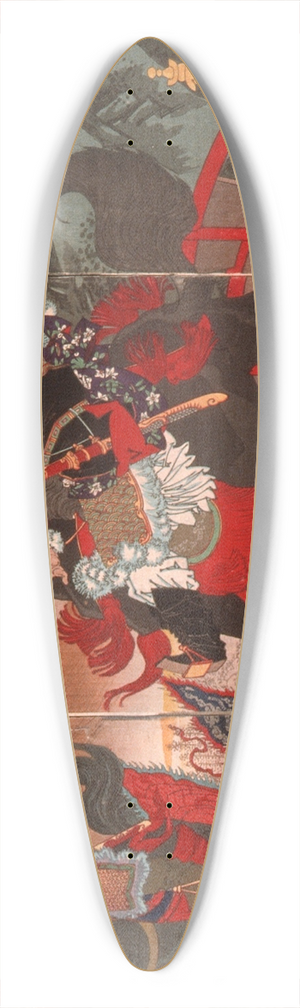 Tsukioka Yoshitoshi - Zhang Fei on the Long Sloped Bridge Turning Away One Million Wei Troops with a Powerful Stare 39.3 inch art pintail longboard deck