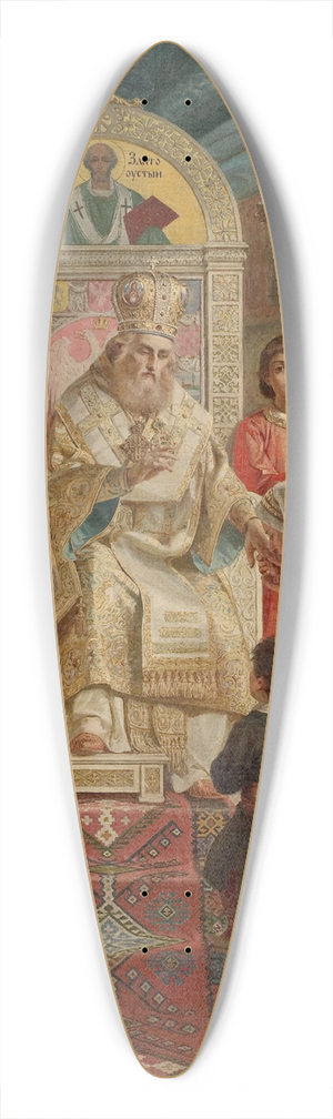Uro Predi - Saint Sava blesses Srpad 39.3 inch art pintail longboard deck