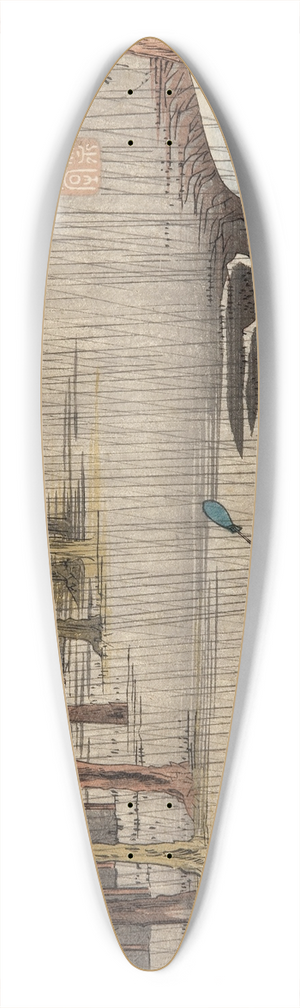 Utagawa Hiroshige - Tsuchiyama  Spring Rain (Tsuchiyama haru no ame) 39.3 inch art pintail longboard deck