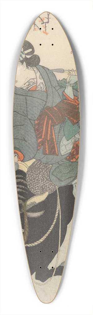 Utagawa Kunimaro - Woman Riding on the Back of a Bull 39.3 inch art pintail longboard deck