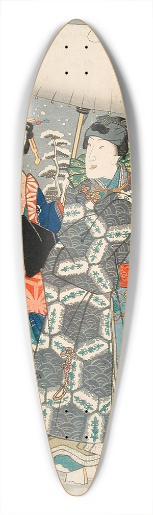 Utagawa Kunisada II - First Snow 39.3 inch art pintail longboard deck