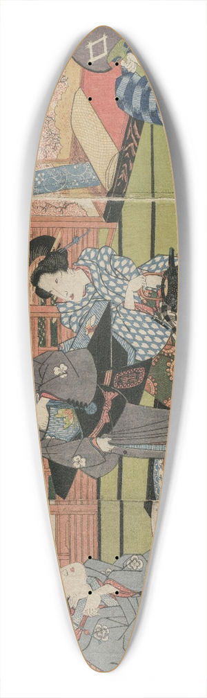 Utagawa Kunisada (Toyokuni III) - A View of the Large New Room at Sakurai 39.3 inch art pintail longboard deck