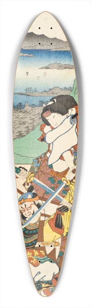 Utagawa Kunisada (Toyokuni III) - Minakuchi; Panoramic View of Mount Iwafuri 39.3 inch art pintail longboard deck