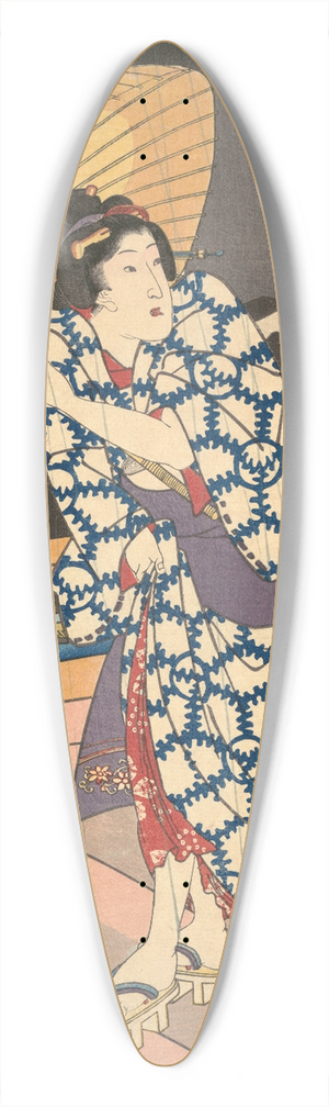 Utagawa Kunisada (Toyokuni III) - Rainy Scene on a Bridge (Ame no To no Sue) 39.3 inch art pintail longboard deck