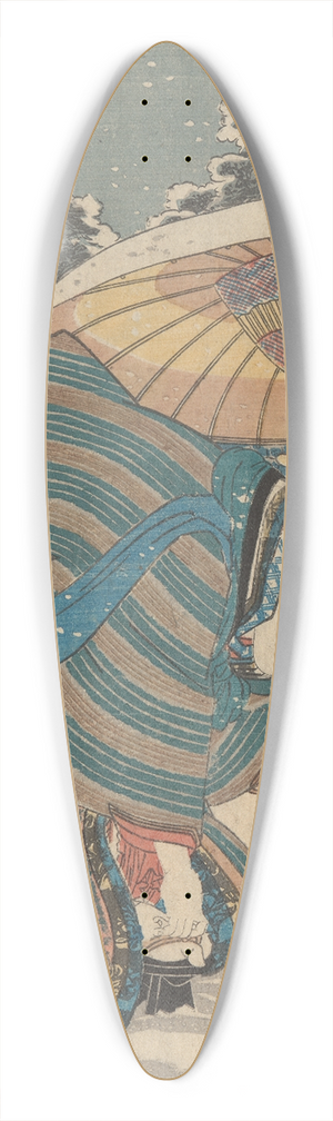 Utagawa Kunisada (Toyokuni III) - Snow Scene; Woman Bending to Adjust Shoe 39.3 inch art pintail longboard deck