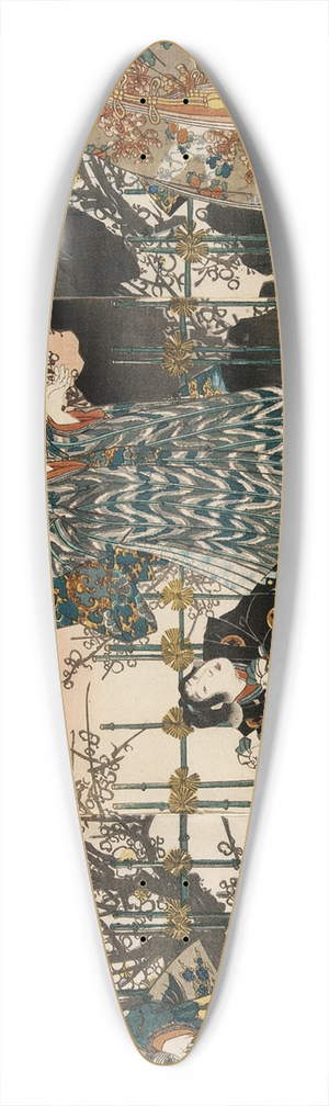 Utagawa Kunisada (Toyokuni III) - The First Lunar Month 39.3 inch art pintail longboard deck