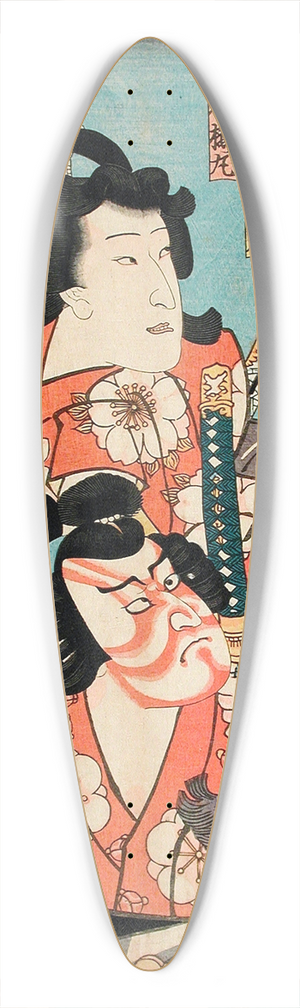 Utagawa Kunisada (Toyokuni III) - Toneri Umemaru and Toneri Sakuramaru from the play Sugawara Denj Tenarai Kagami 39.3 inch art pintail longboard deck