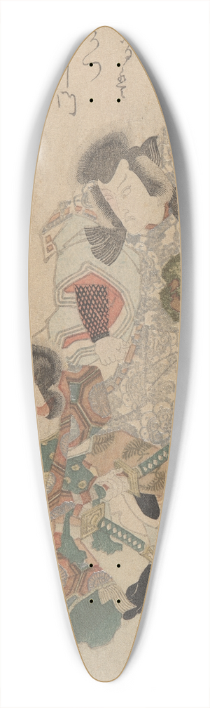 Utagawa Kunisada (Toyokuni III) - Two Men, One with Black Horse Banner 39.3 inch art pintail longboard deck