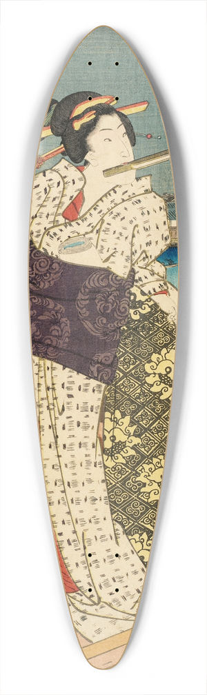 Utagawa Kunisada (Toyokuni III) - White 39.3 inch art pintail longboard deck