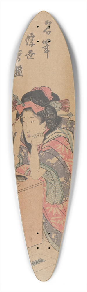 Utagawa Kunisada (Toyokuni III) - Woman Seated before a Make-Up Mirror 39.3 inch art pintail longboard deck Utagawa Kunisada (Toyokuni III) - Woman Seated before a Make-Up Mirror 39.3 inch art pintail longboard deck