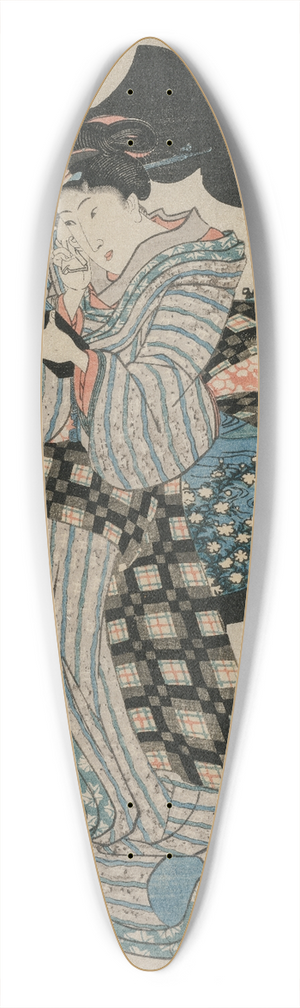 Utagawa Kunisada (Toyokuni III) - Woman with a Hand Mirror from the series The Six Tama Rivers of the Floating World 39.3 inch art pintail longboard deck