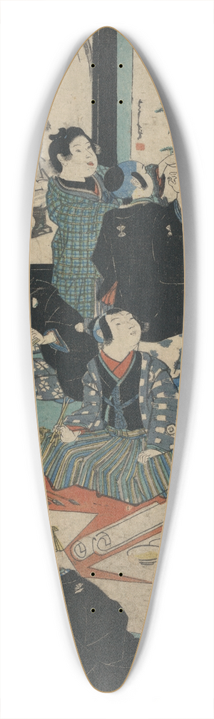 Utagawa Kuniyoshi - E o narau kodomo tachi 39.3 inch art pintail longboard deck