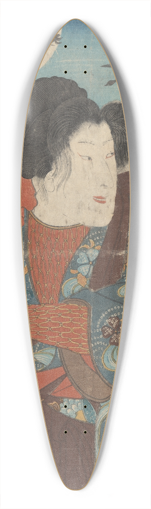 Utagawa Kuniyoshi - Warrior Unsheathing a Sword (flying geese) 39.3 inch art pintail longboard deck