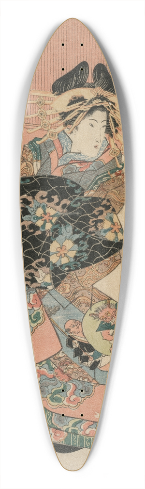 Utagawa Sadakage - The Courtesan Hinaogi of the Daikokuya at the Entrance of Kadomachi 39.3 inch art pintail longboard deck