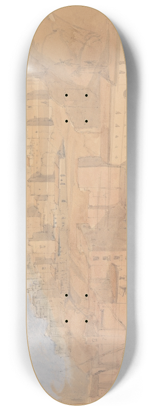 David Roberts - The Alcazaba from the Mole, Malaga 8.25 inch art skate deck