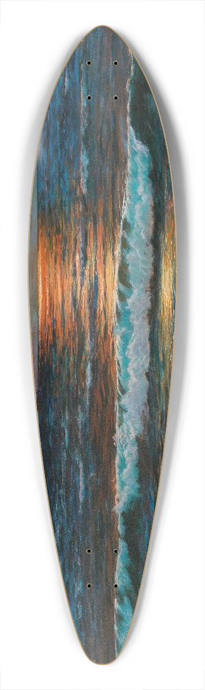 Vartan Makhokhian - Sunset on the Seashore 39.3 inch art pintail longboard deck