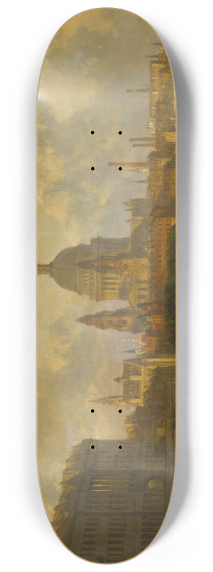 David Roberts - View From Waterloo Bridge, Embracing St. Pauls, Somerset House And Temple 8.25 inch art skate deck