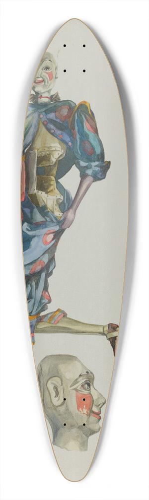 Verna Tallman - Drunken Clown Puppet 39.3 inch art pintail longboard deck