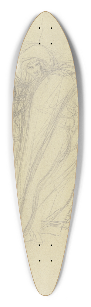 Victor Mller - Ein Mann mit groem Hut, dem sich eine Frau anschmiegt, rechts eine sitzende Figur 39.3 inch art pintail longboard deck