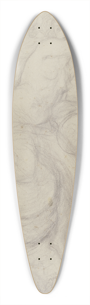 Victor Mller - Geflgelter weiblicher Akt, mit angewinkeltem rechten Bein auf einer Kugel reitend 39.3 inch art pintail longboard deck