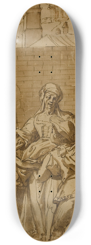 After Federico Zuccaro - Taddeo Zuccaro at the Entrance to Rome, Greeted by Servitude, Hardship, and Toil 8.25 inch art skate deck