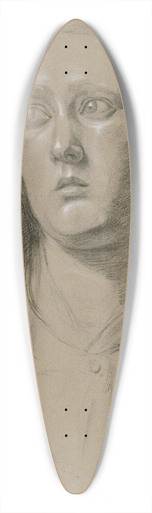 Victor Mller - Kopf einer Frau in Vorderansicht, den bangen Blick nach links gerichtet 39.3 inch art pintail longboard deck